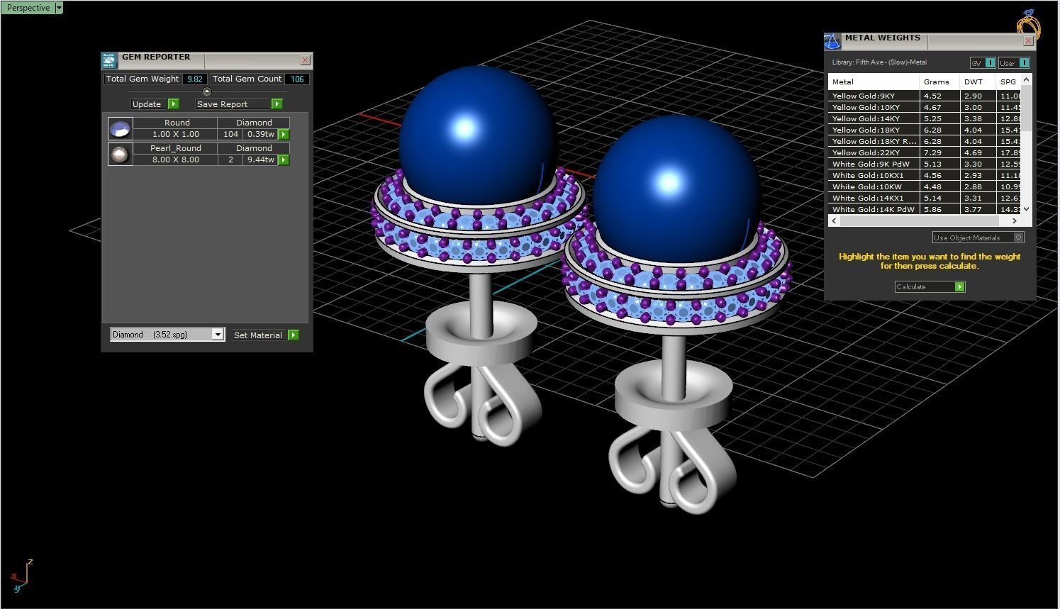 Stud earring with pearl model 800 3D print model_4