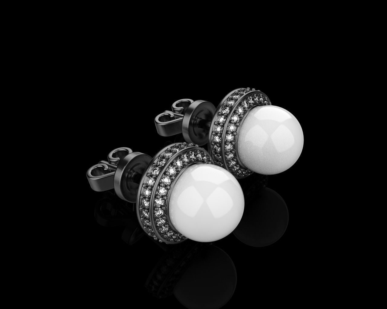 Stud earring with pearl model 800 3D print model_22