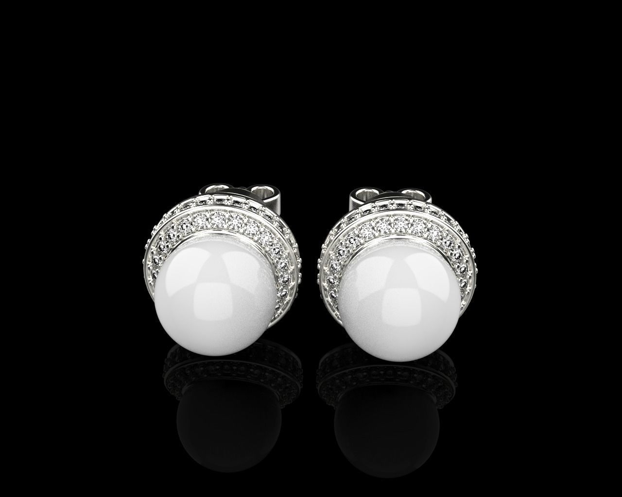 Stud earring with pearl model 800 3D print model_17