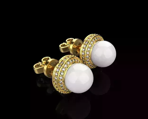Stud earring with pearl model 800