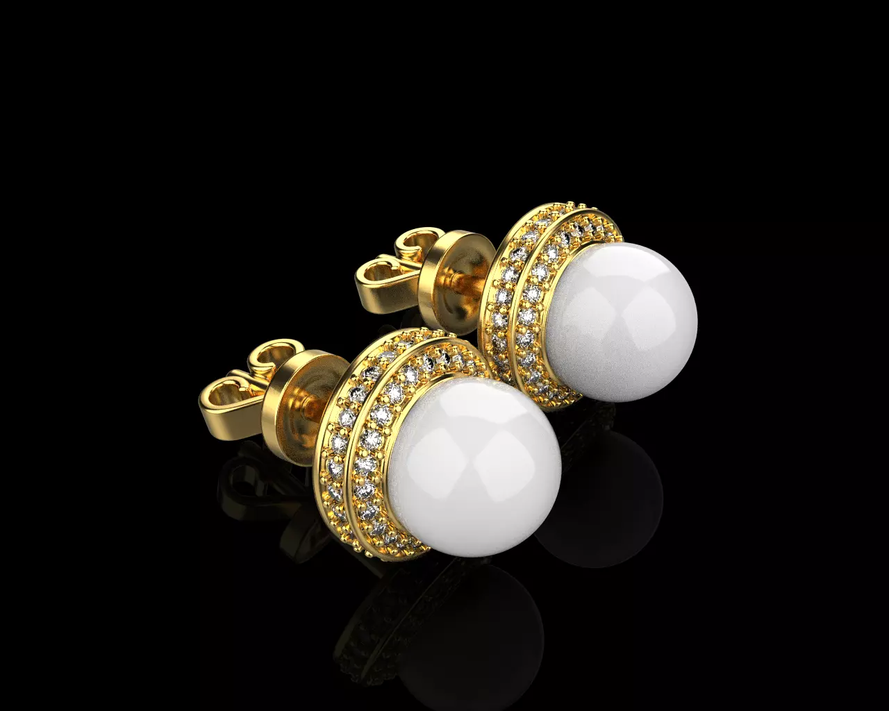 Stud earring with pearl model 800 3D print model_0