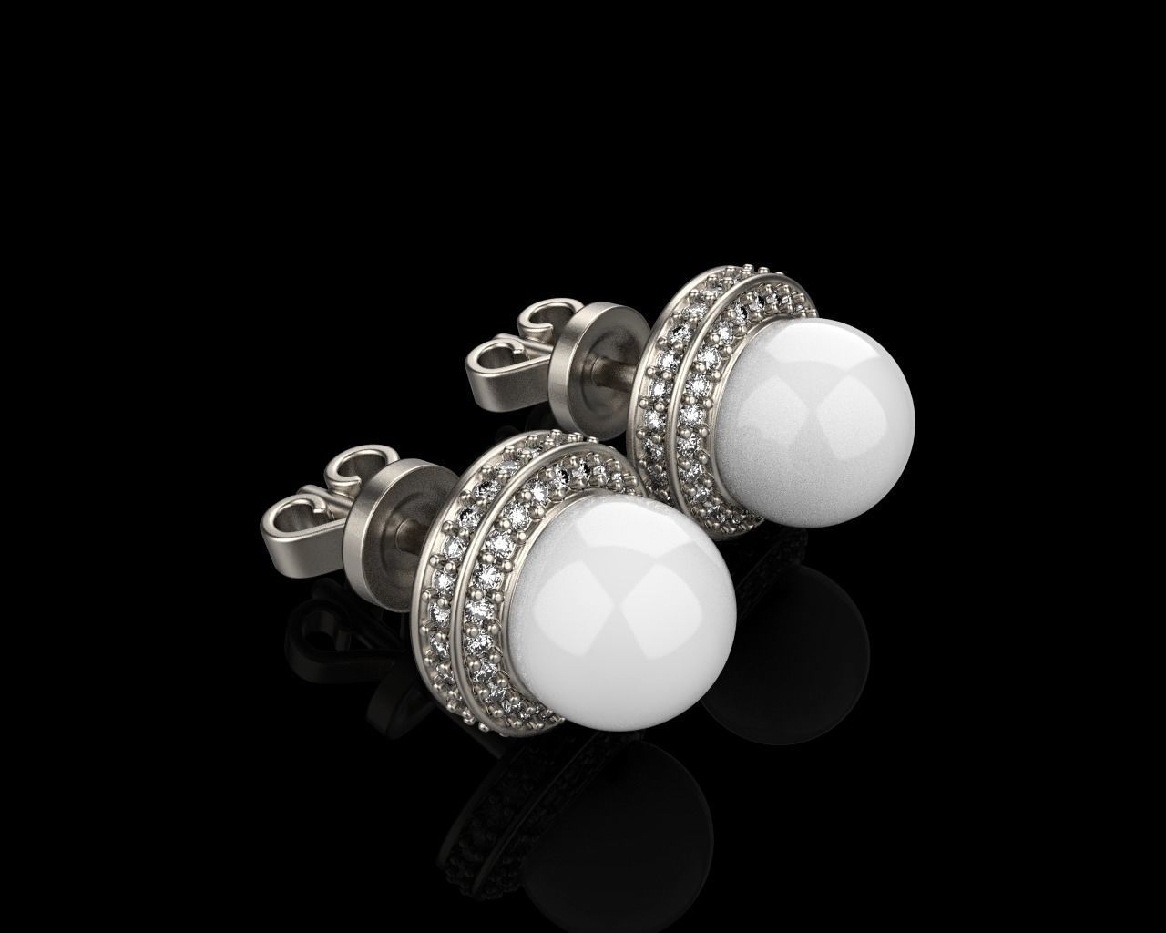 Stud earring with pearl model 800 3D print model_20