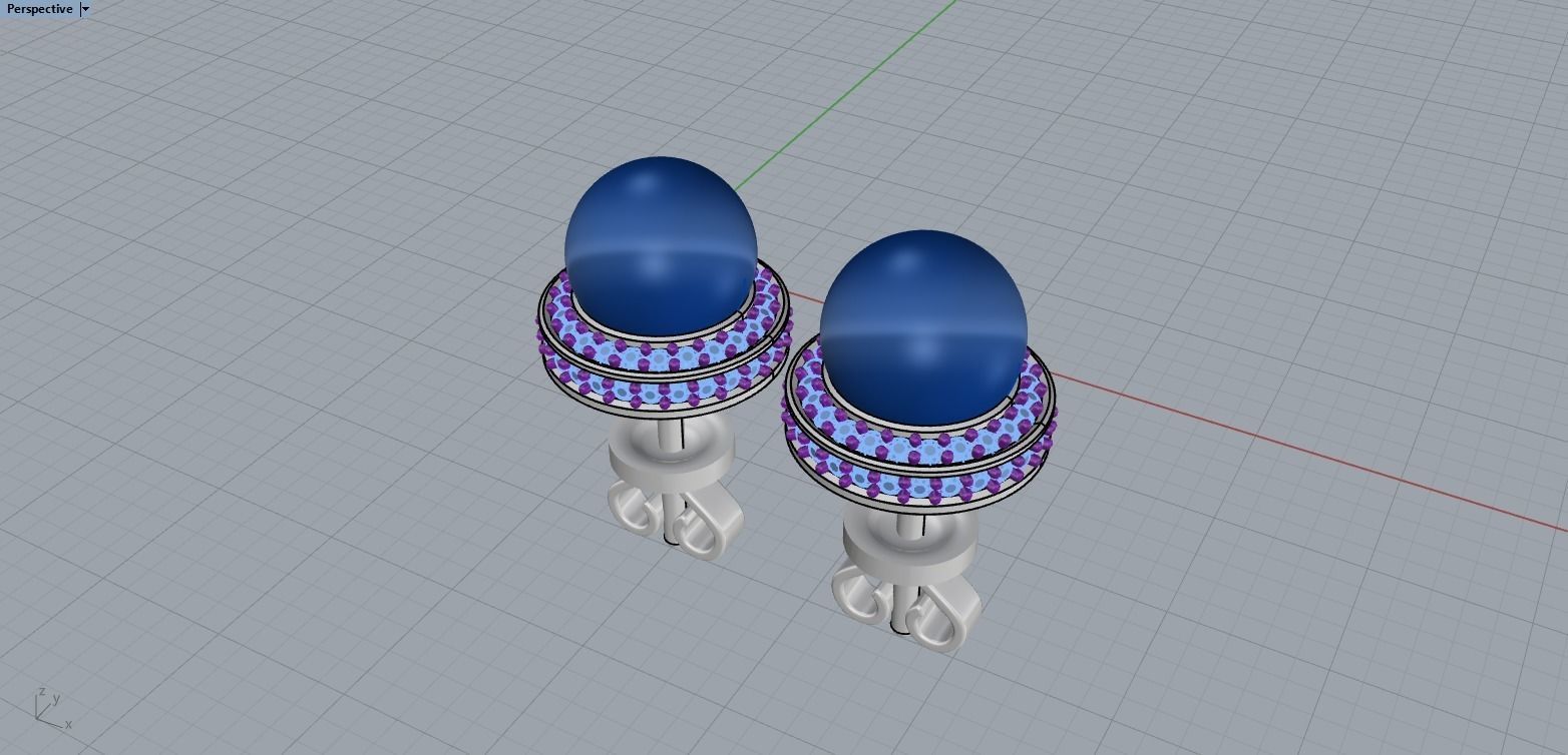Stud earring with pearl model 800 3D print model_10