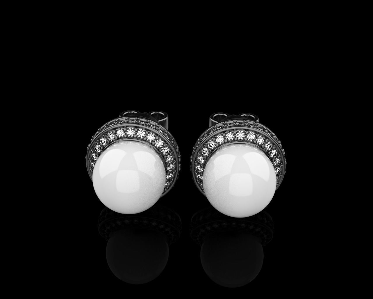 Stud earring with pearl model 800 3D print model_16