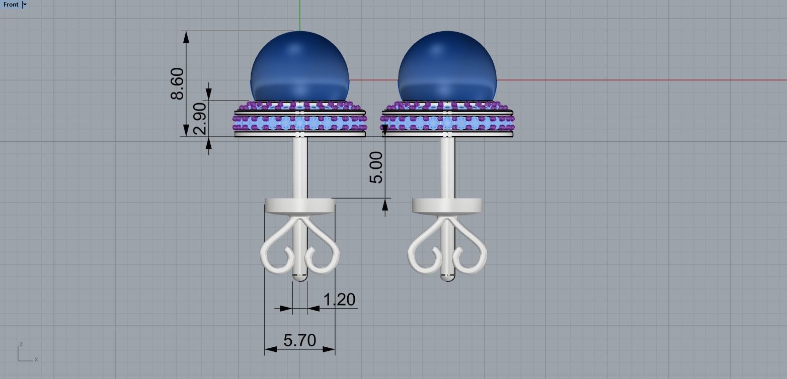 Stud earring with pearl model 800 3D print model_8