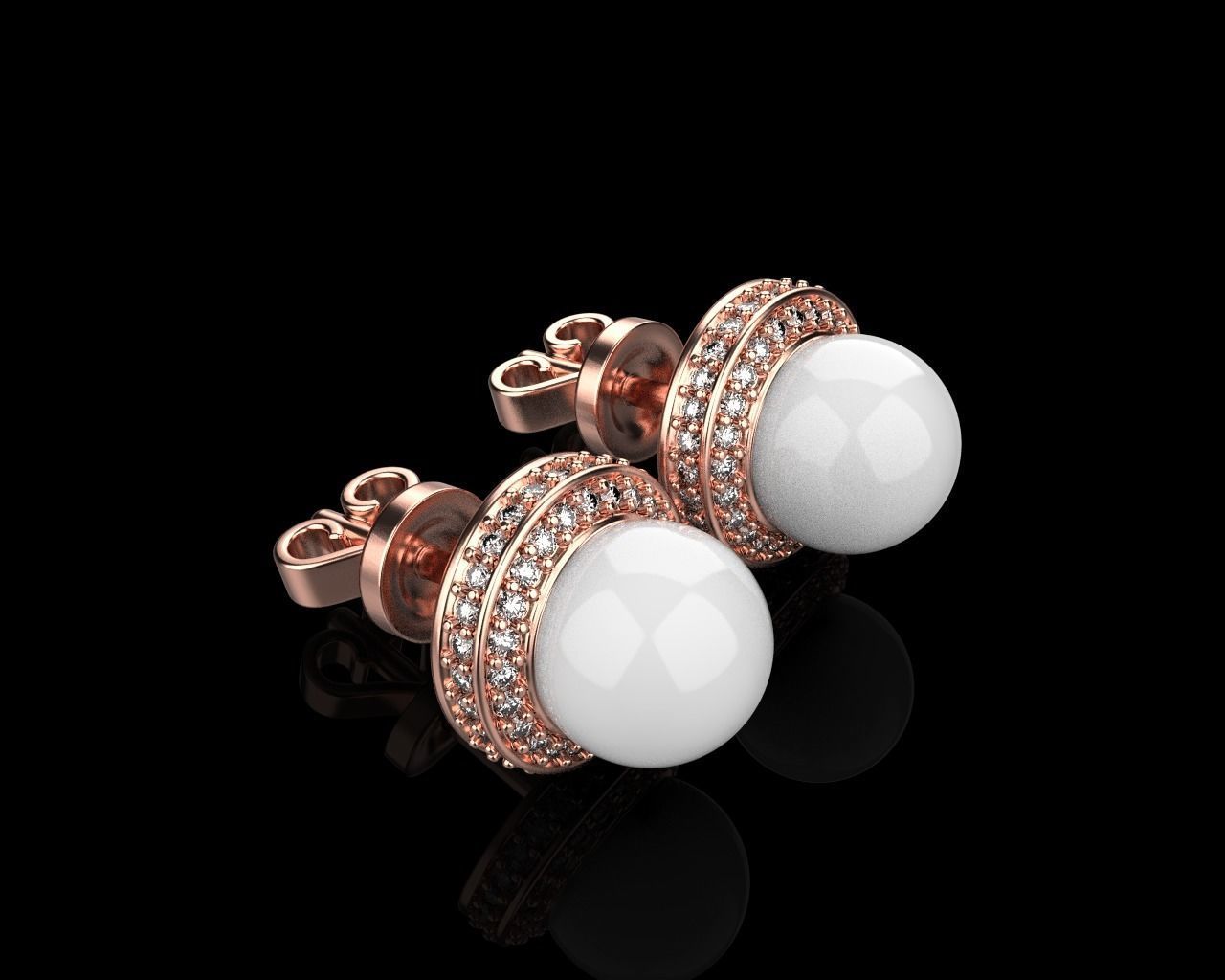 Stud earring with pearl model 800 3D print model_21