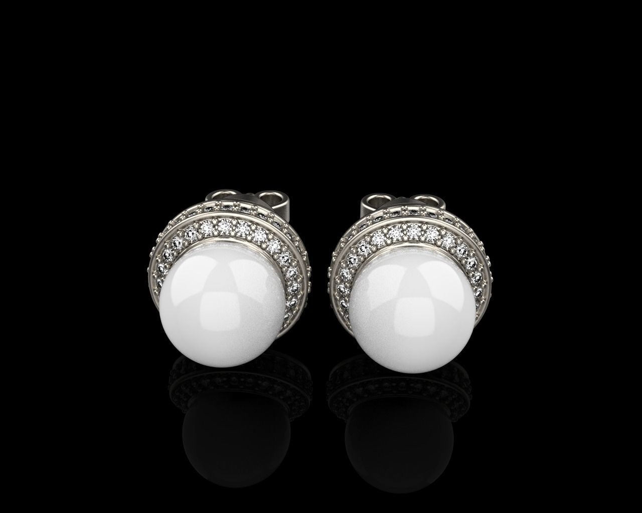 Stud earring with pearl model 800 3D print model_14