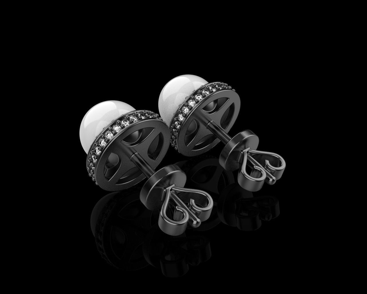 Stud earring with pearl model 800 3D print model_34