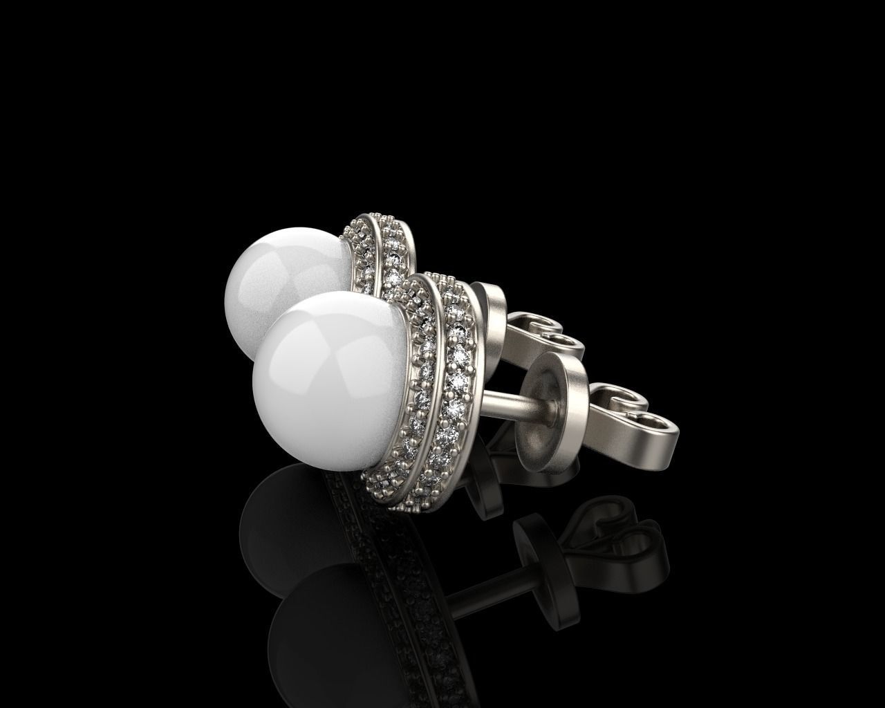 Stud earring with pearl model 800 3D print model_26