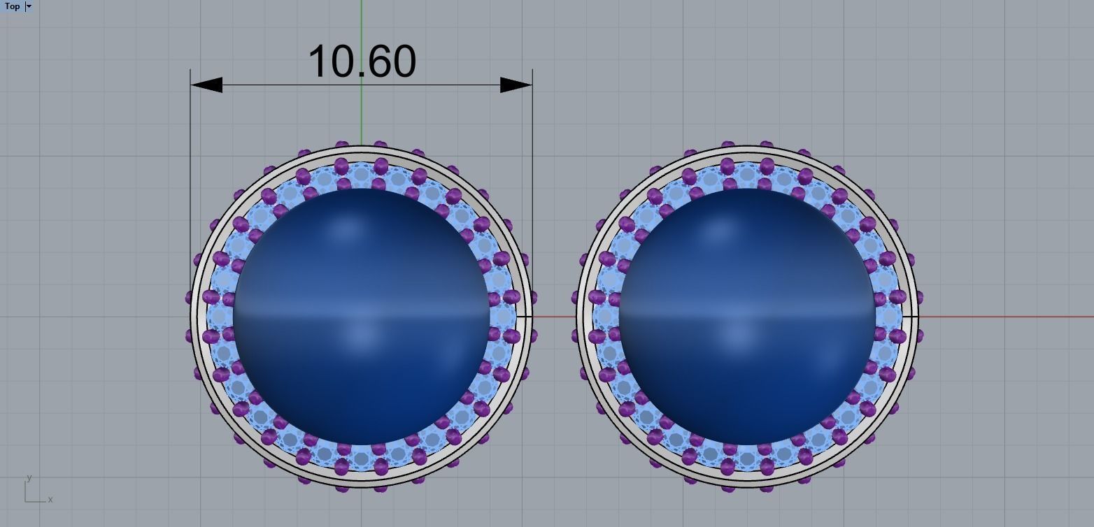 Stud earring with pearl model 800 3D print model_7