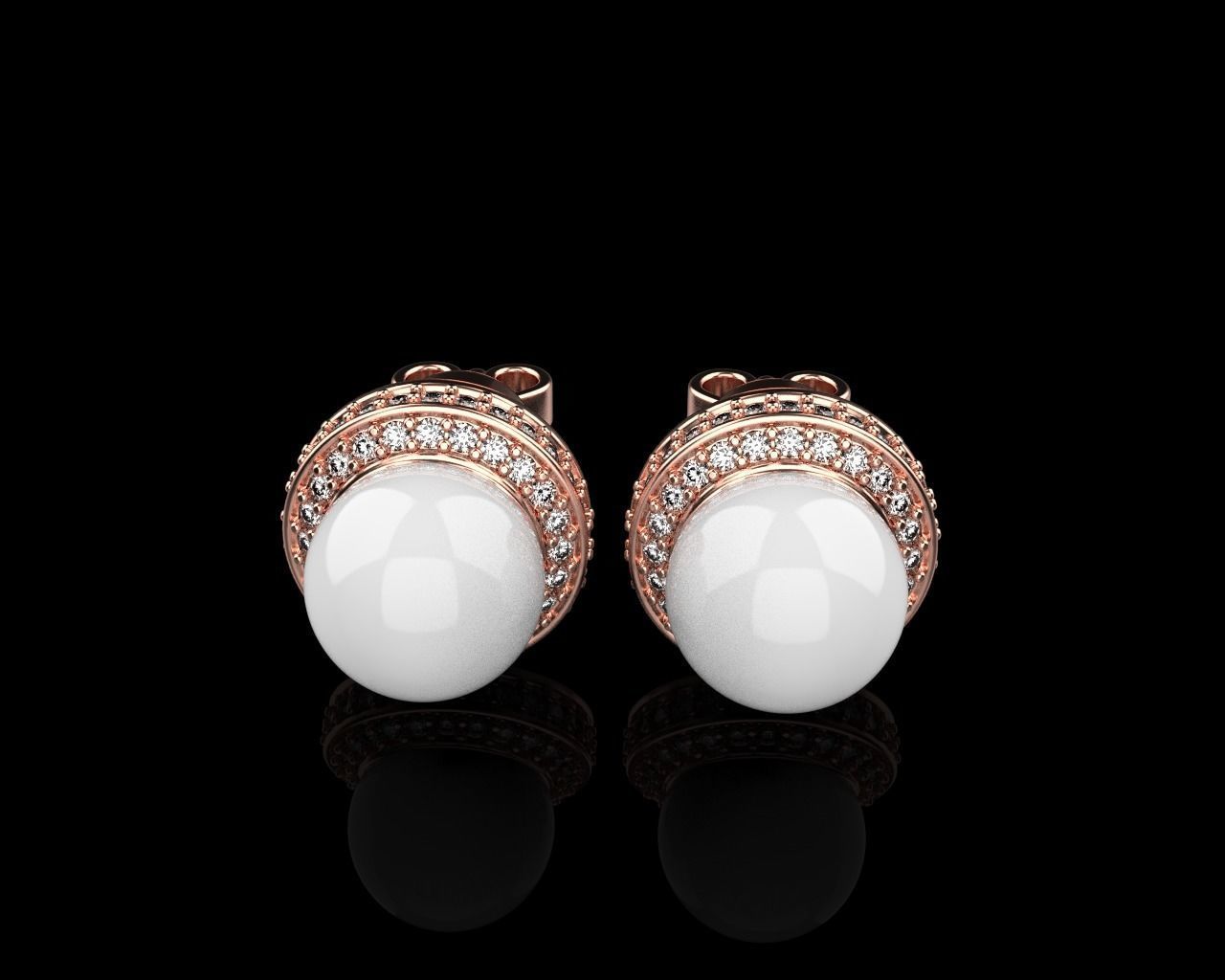 Stud earring with pearl model 800 3D print model_15