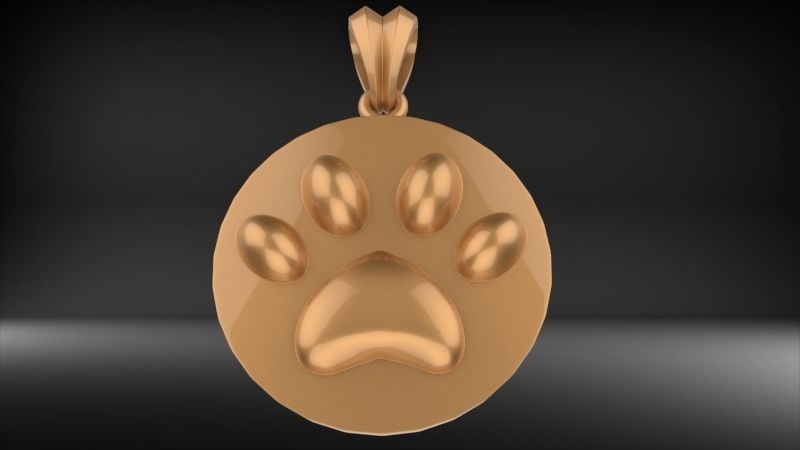 Dog Paw Print Pendant Heart Footprint Necklace Memorial Jewelry 3D print model_8