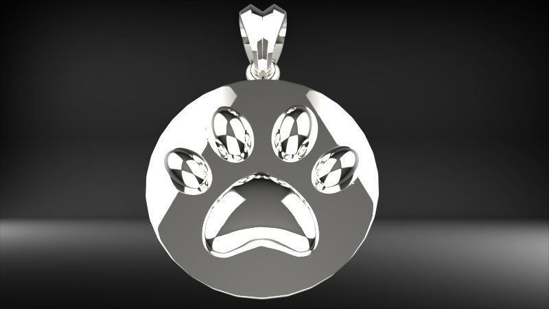 Dog Paw Print Pendant Heart Footprint Necklace Memorial Jewelry 3D print model_7