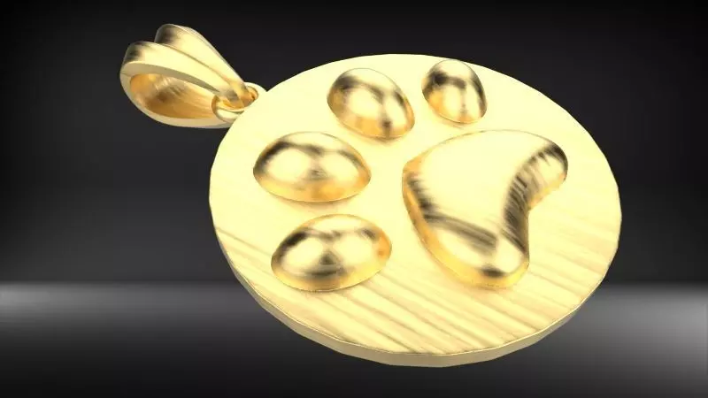 Dog Paw Print Pendant Heart Footprint Necklace Memorial Jewelry 3D print model_0