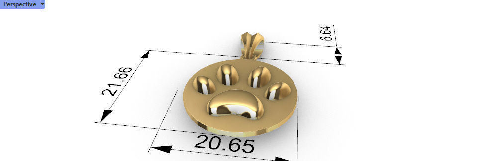 Dog Paw Print Pendant Heart Footprint Necklace Memorial Jewelry 3D print model_16