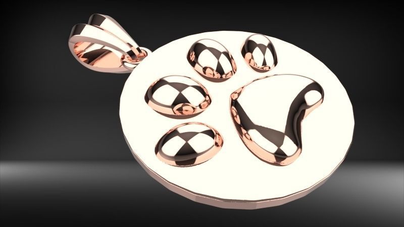 Dog Paw Print Pendant Heart Footprint Necklace Memorial Jewelry 3D print model_3