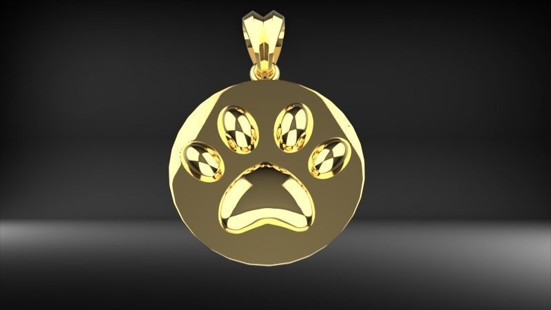 Dog Paw Print Pendant Heart Footprint Necklace Memorial Jewelry 3D print model_19