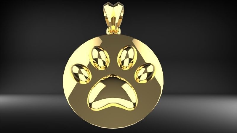 Dog Paw Print Pendant Heart Footprint Necklace Memorial Jewelry 3D print model_10