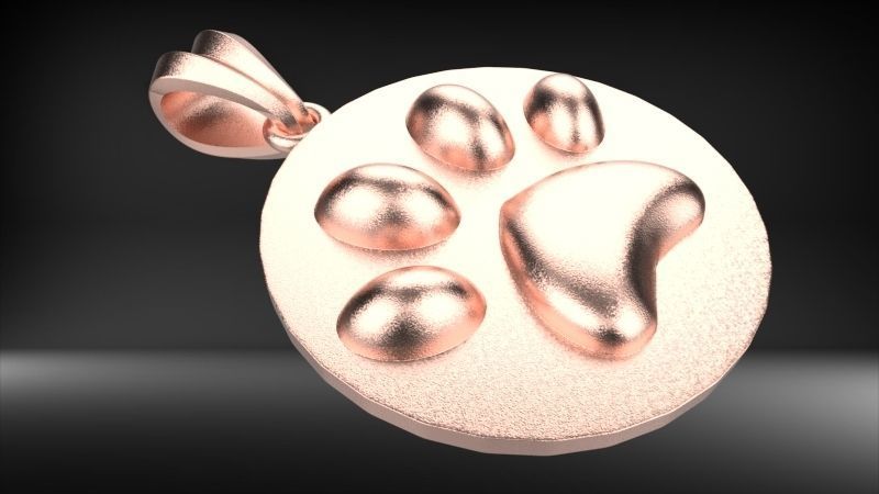 Dog Paw Print Pendant Heart Footprint Necklace Memorial Jewelry 3D print model_5