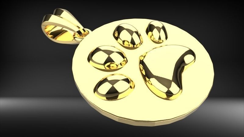 Dog Paw Print Pendant Heart Footprint Necklace Memorial Jewelry 3D print model_22