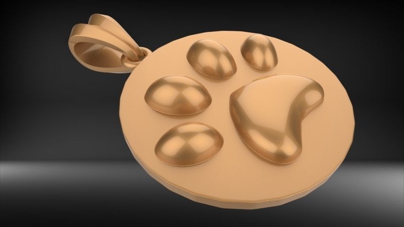 Dog Paw Print Pendant Heart Footprint Necklace Memorial Jewelry 3D print model_21