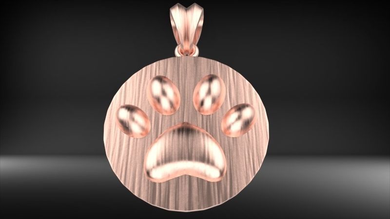 Dog Paw Print Pendant Heart Footprint Necklace Memorial Jewelry 3D print model_14