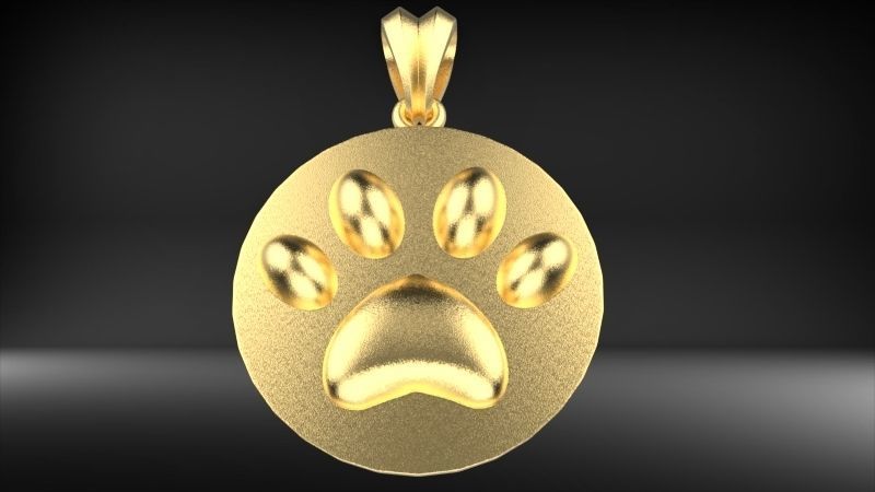 Dog Paw Print Pendant Heart Footprint Necklace Memorial Jewelry 3D print model_9