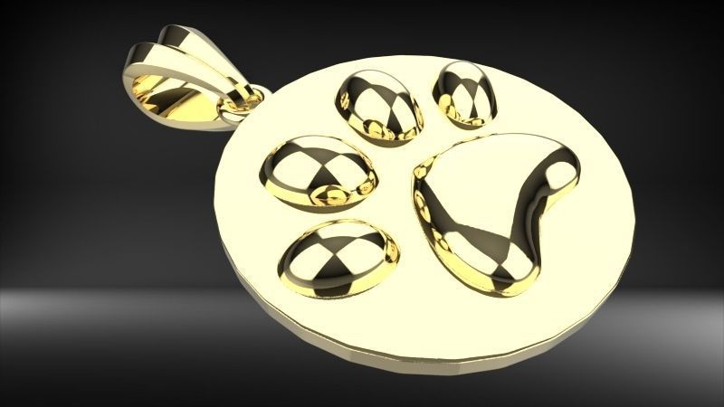 Dog Paw Print Pendant Heart Footprint Necklace Memorial Jewelry 3D print model_1