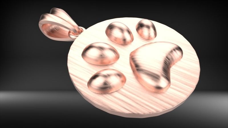 Dog Paw Print Pendant Heart Footprint Necklace Memorial Jewelry 3D print model_2