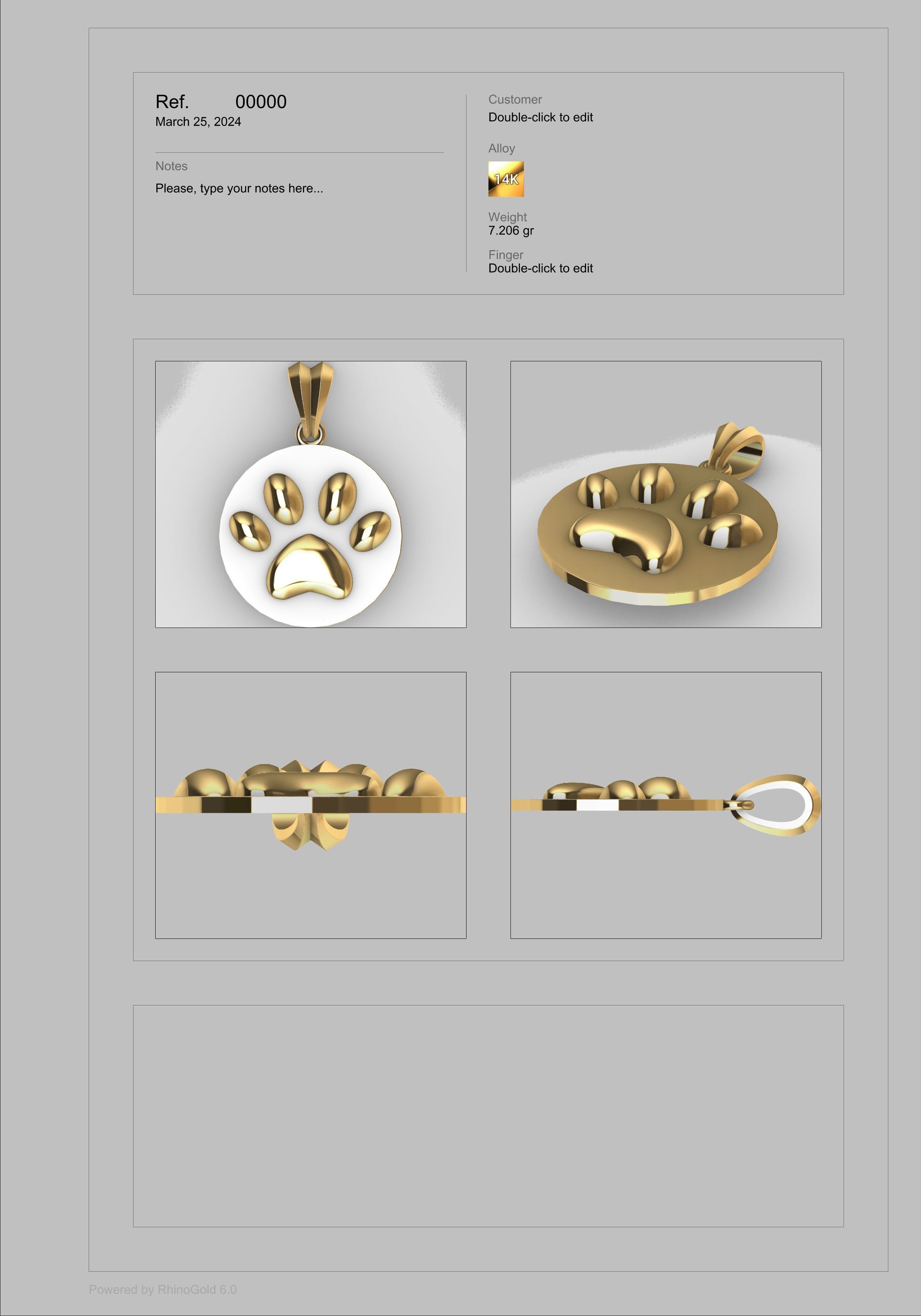 Dog Paw Print Pendant Heart Footprint Necklace Memorial Jewelry 3D print model_17