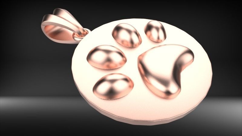 Dog Paw Print Pendant Heart Footprint Necklace Memorial Jewelry 3D print model_4