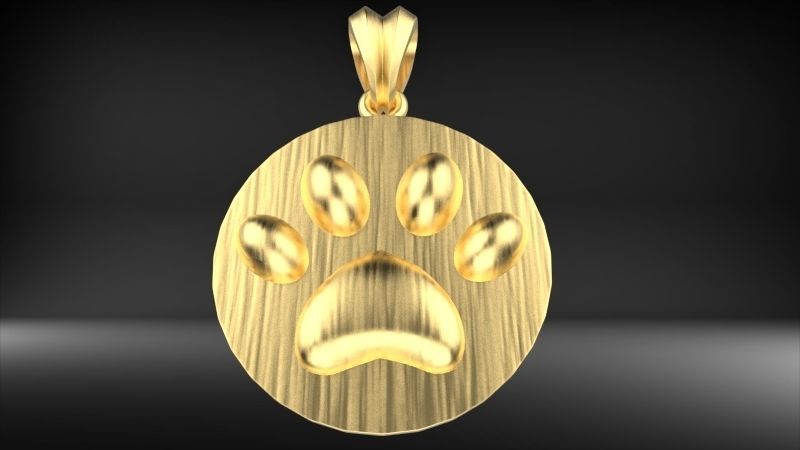 Dog Paw Print Pendant Heart Footprint Necklace Memorial Jewelry 3D print model_11