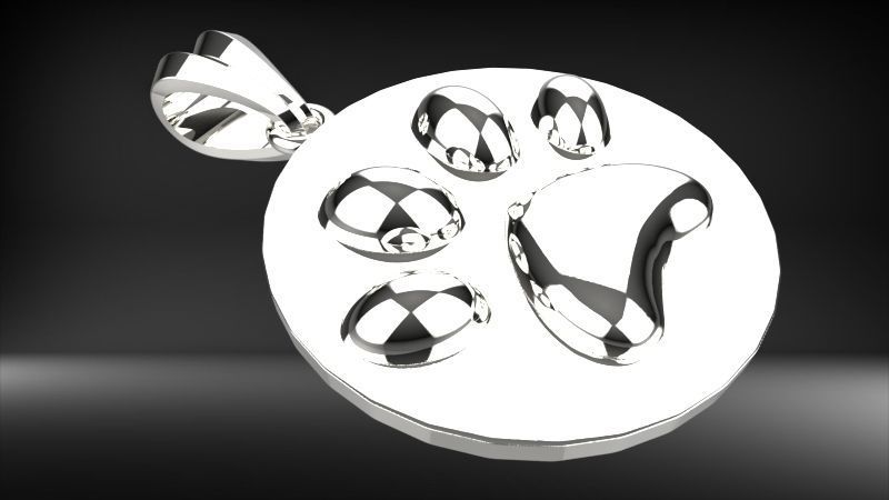 Dog Paw Print Pendant Heart Footprint Necklace Memorial Jewelry 3D print model_6