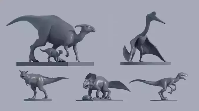 Dinosaurs Bundle Pack 5 Models for Printing 3D print model