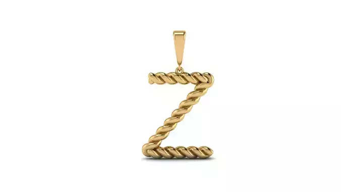 Twisted Cable Letter Pendant 20 mm Letter Z