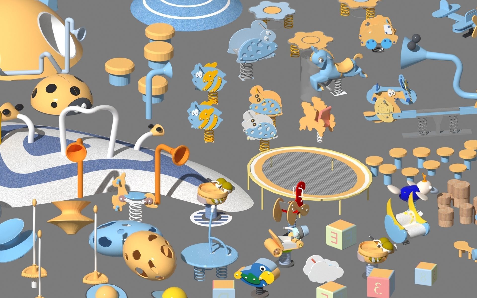 Amusement Park Equipment 3D model_16