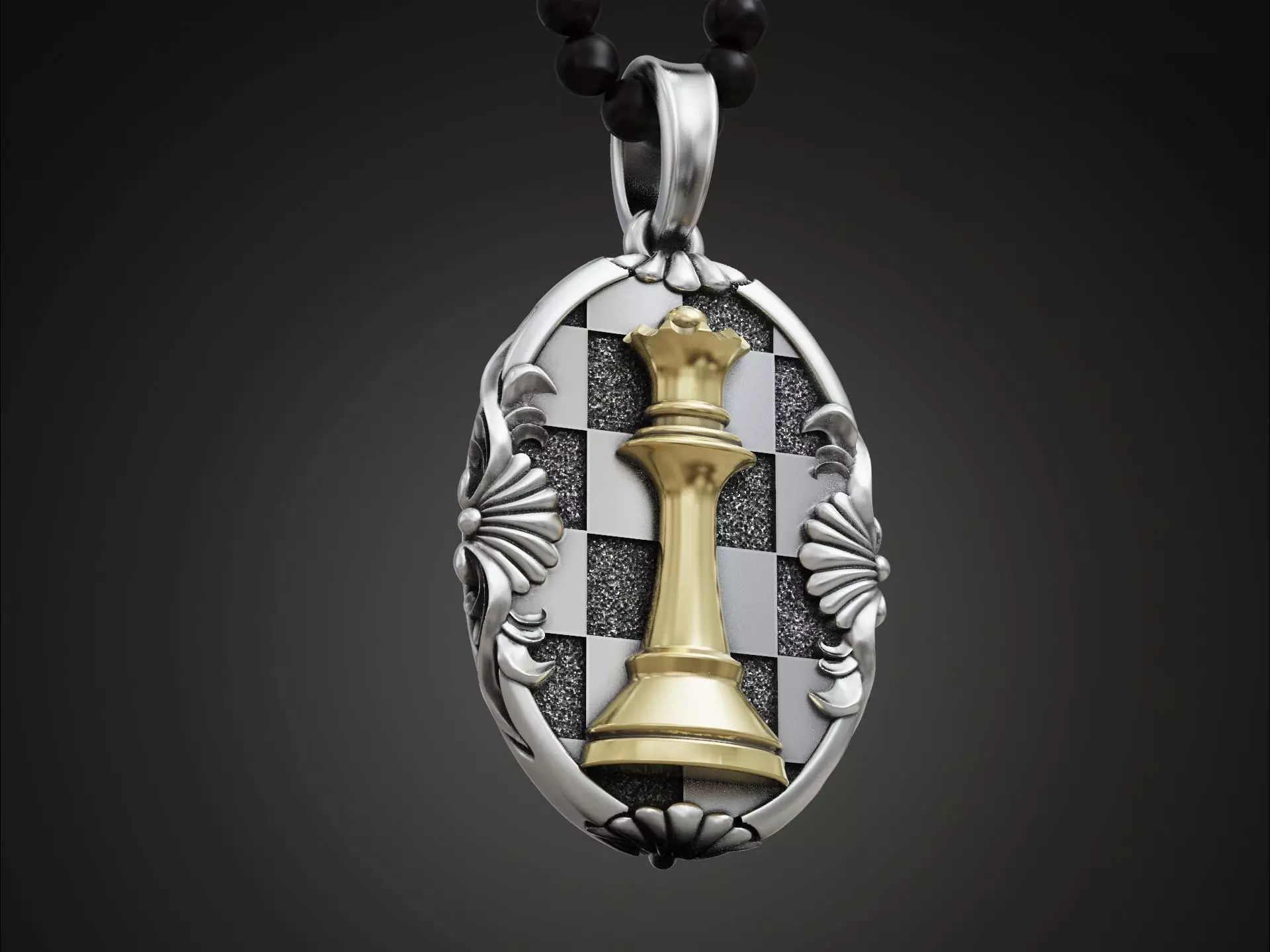 Chess queen pendant 3D print model_0