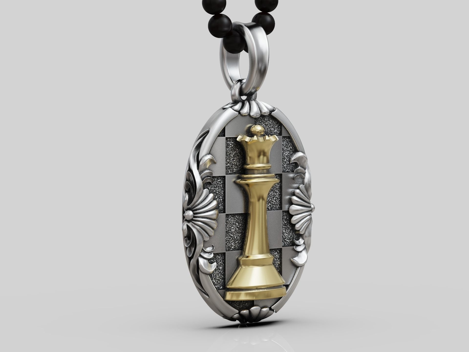Chess queen pendant 3D print model_2