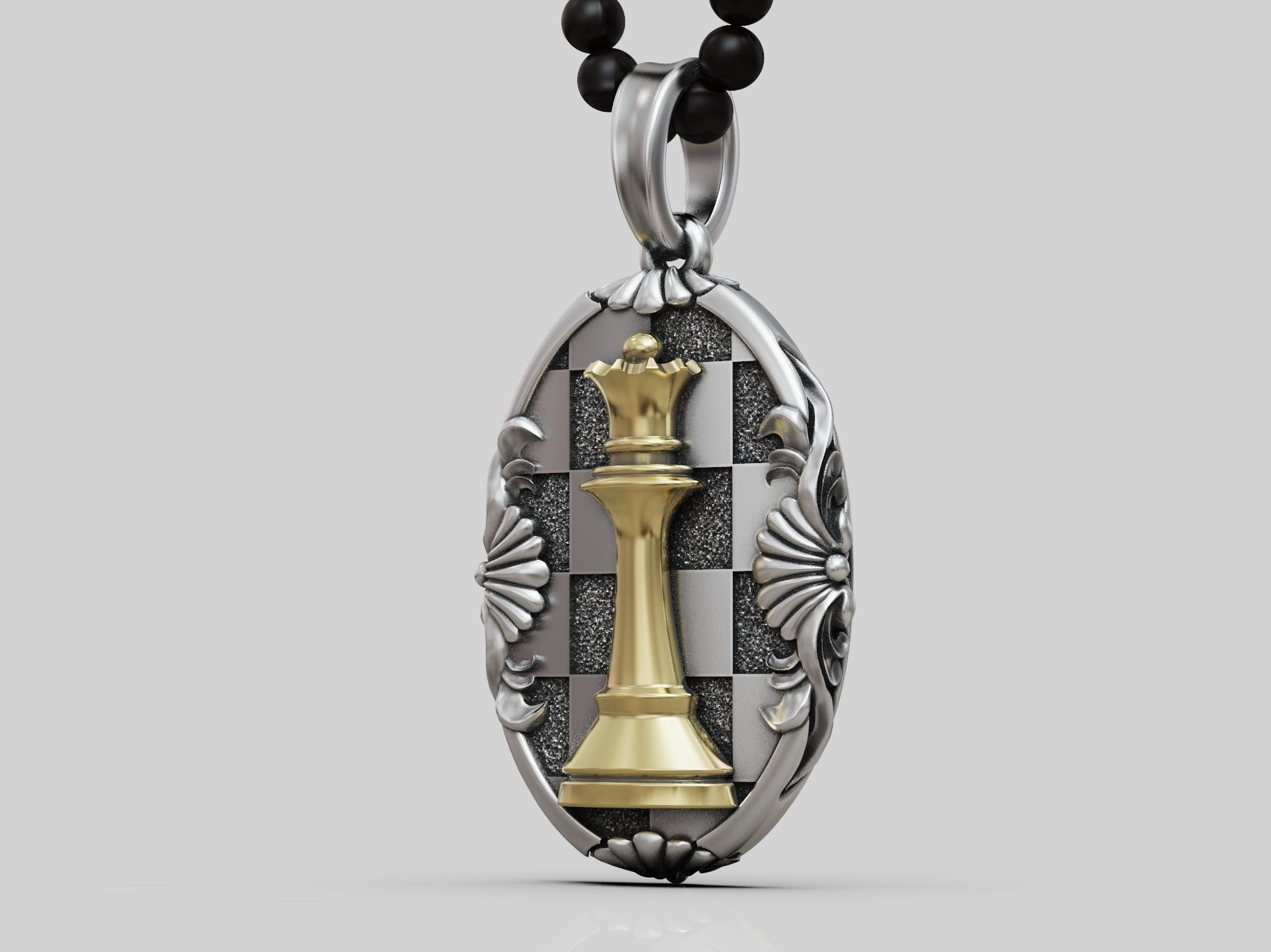 Chess queen pendant 3D print model_4