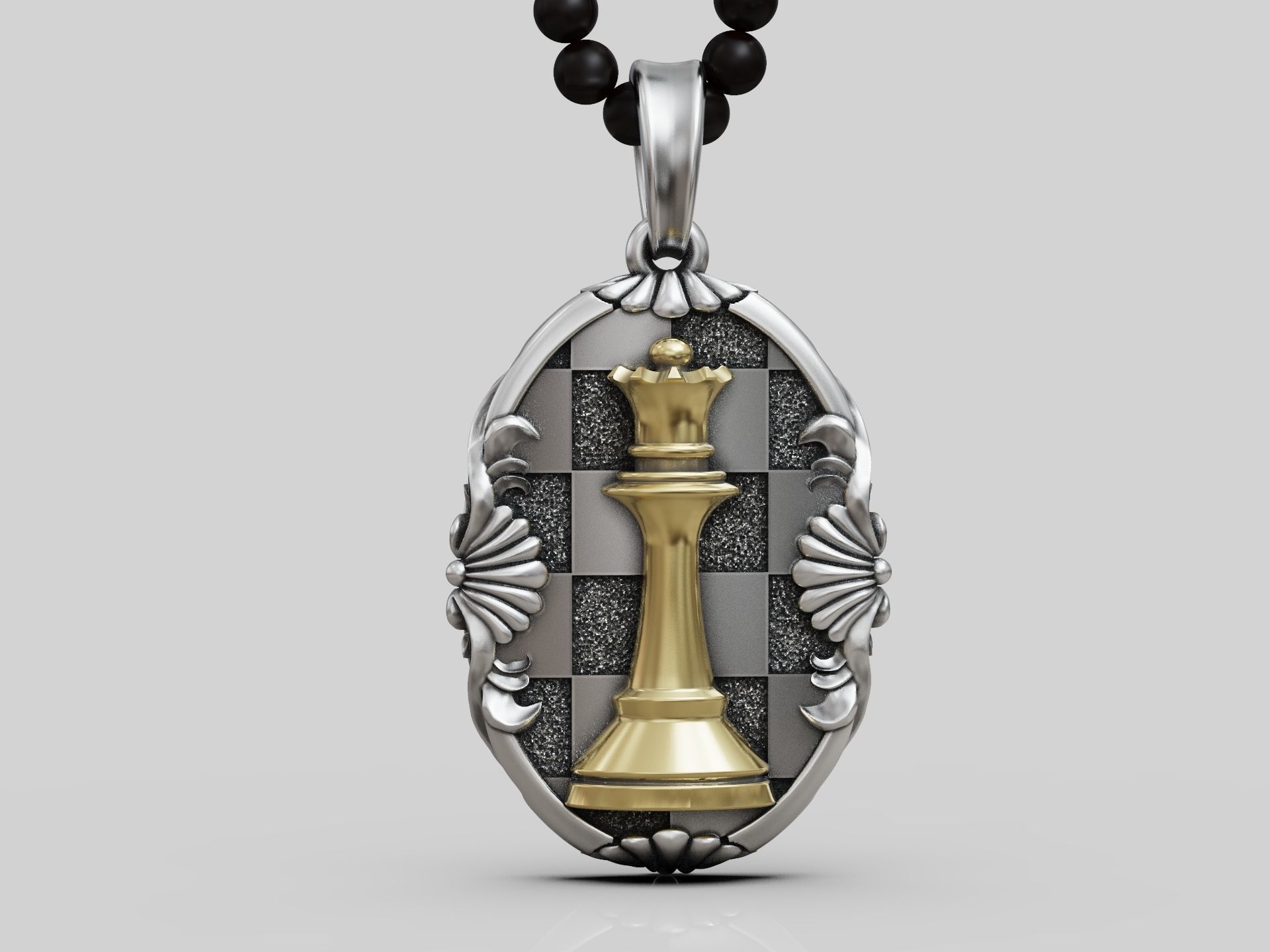 Chess queen pendant 3D print model_6