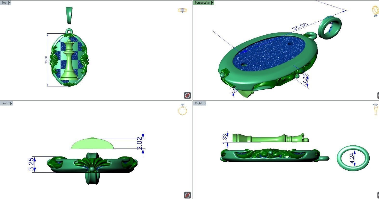 Chess queen pendant 3D print model_8