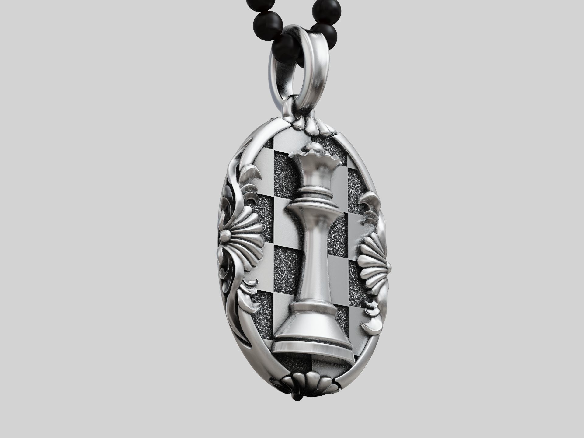 Chess queen pendant 3D print model_5