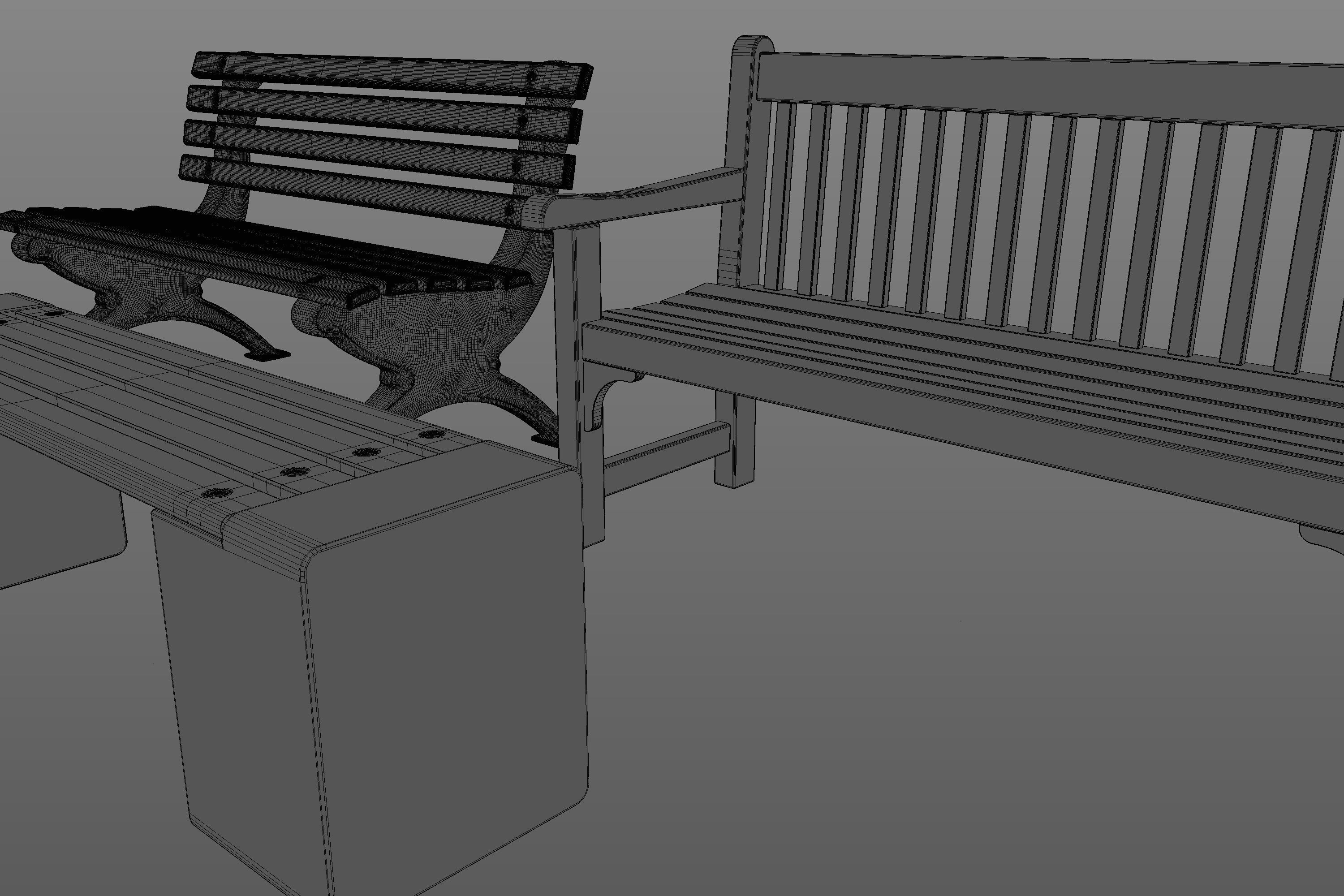 Park Benches 3D model_9