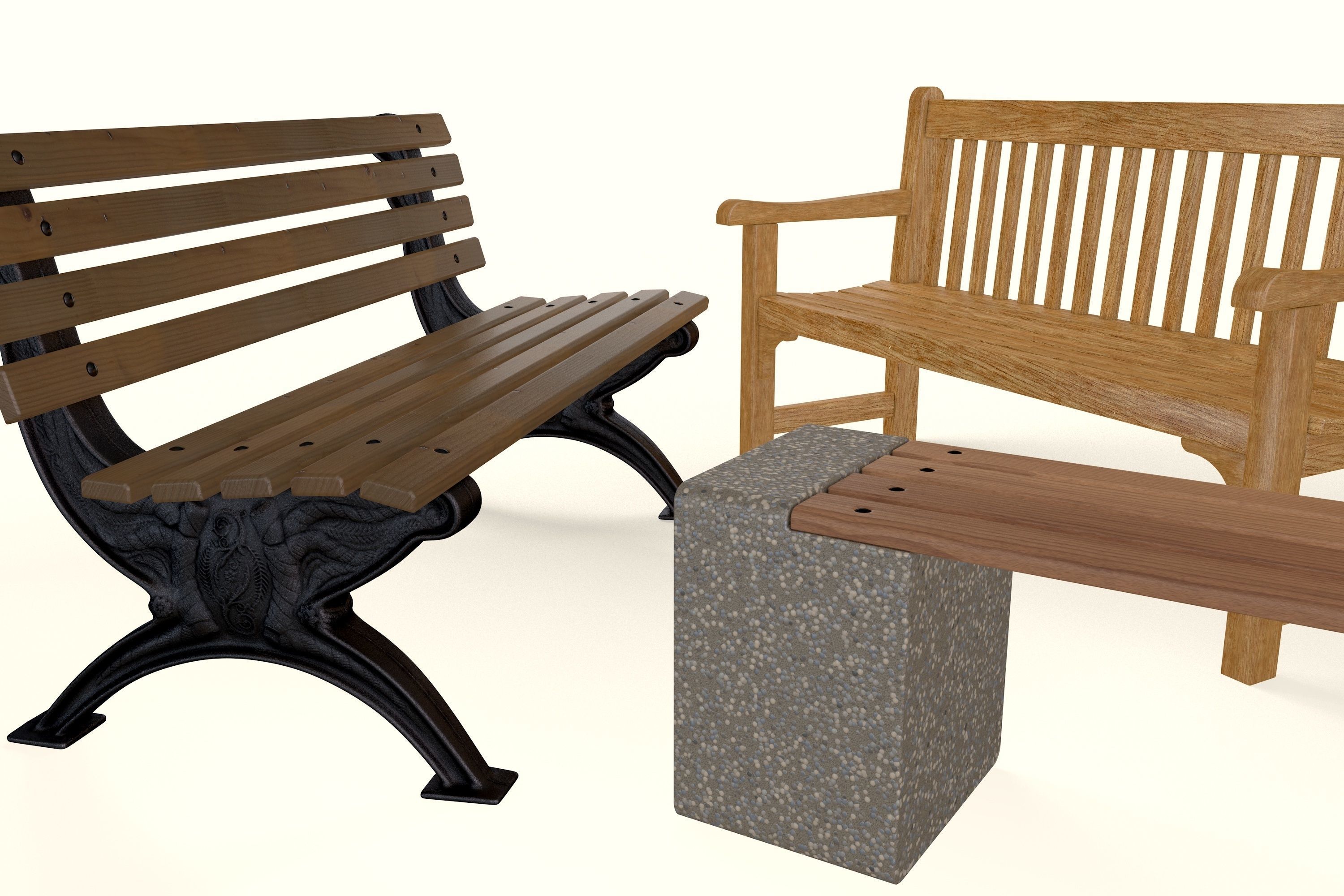 Park Benches 3D model_7