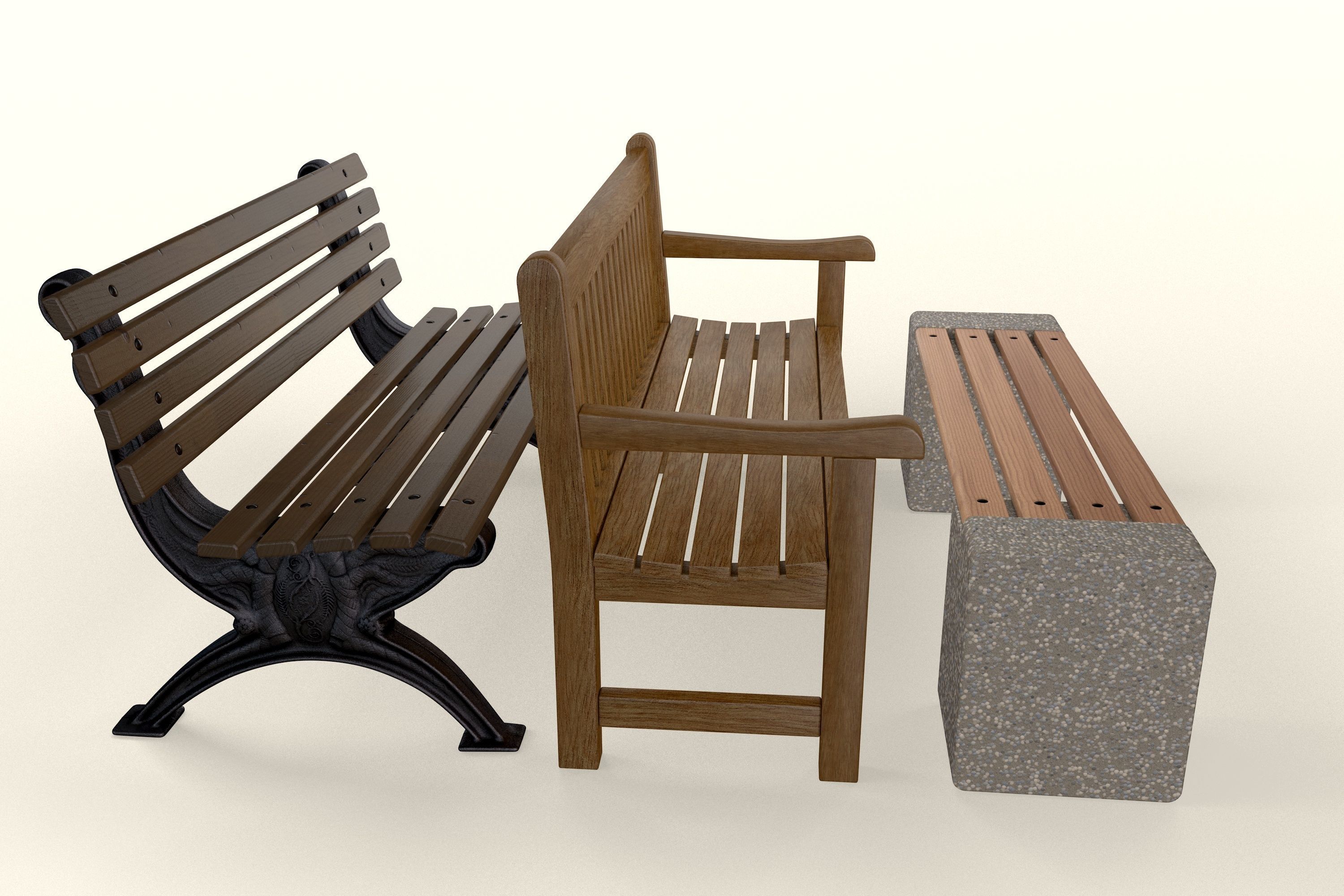 Park Benches 3D model_5