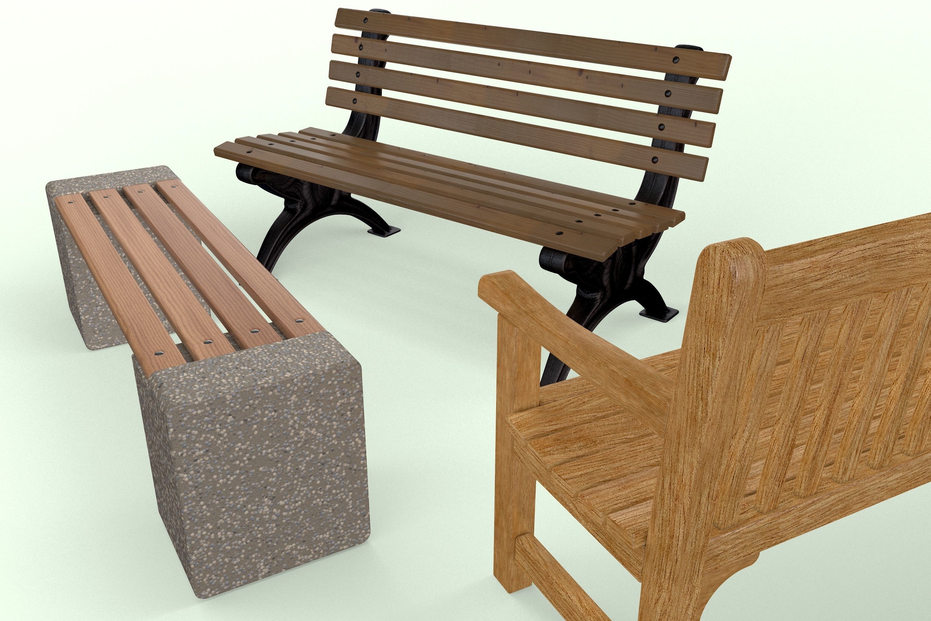 Park Benches 3D model_4