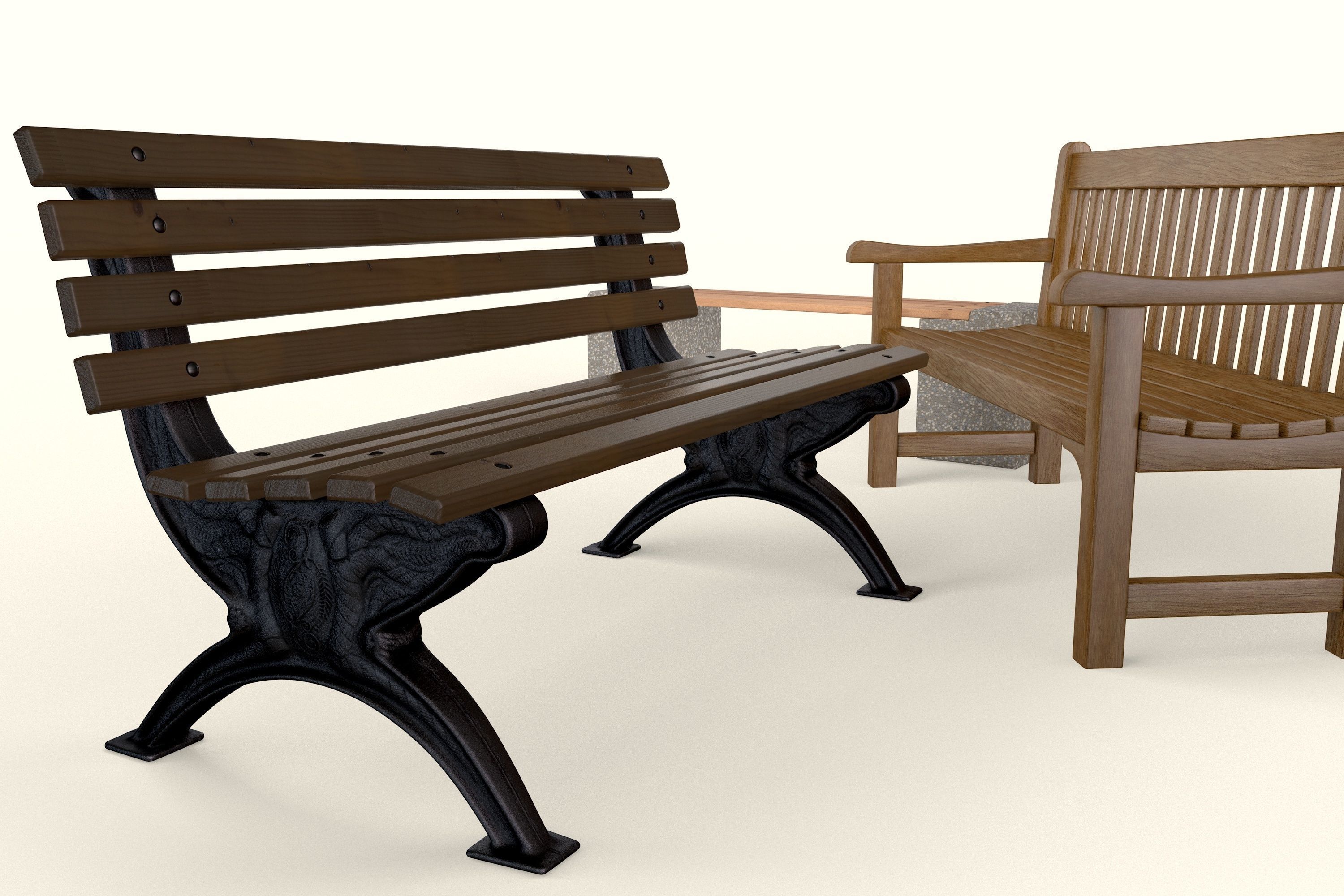 Park Benches 3D model_2