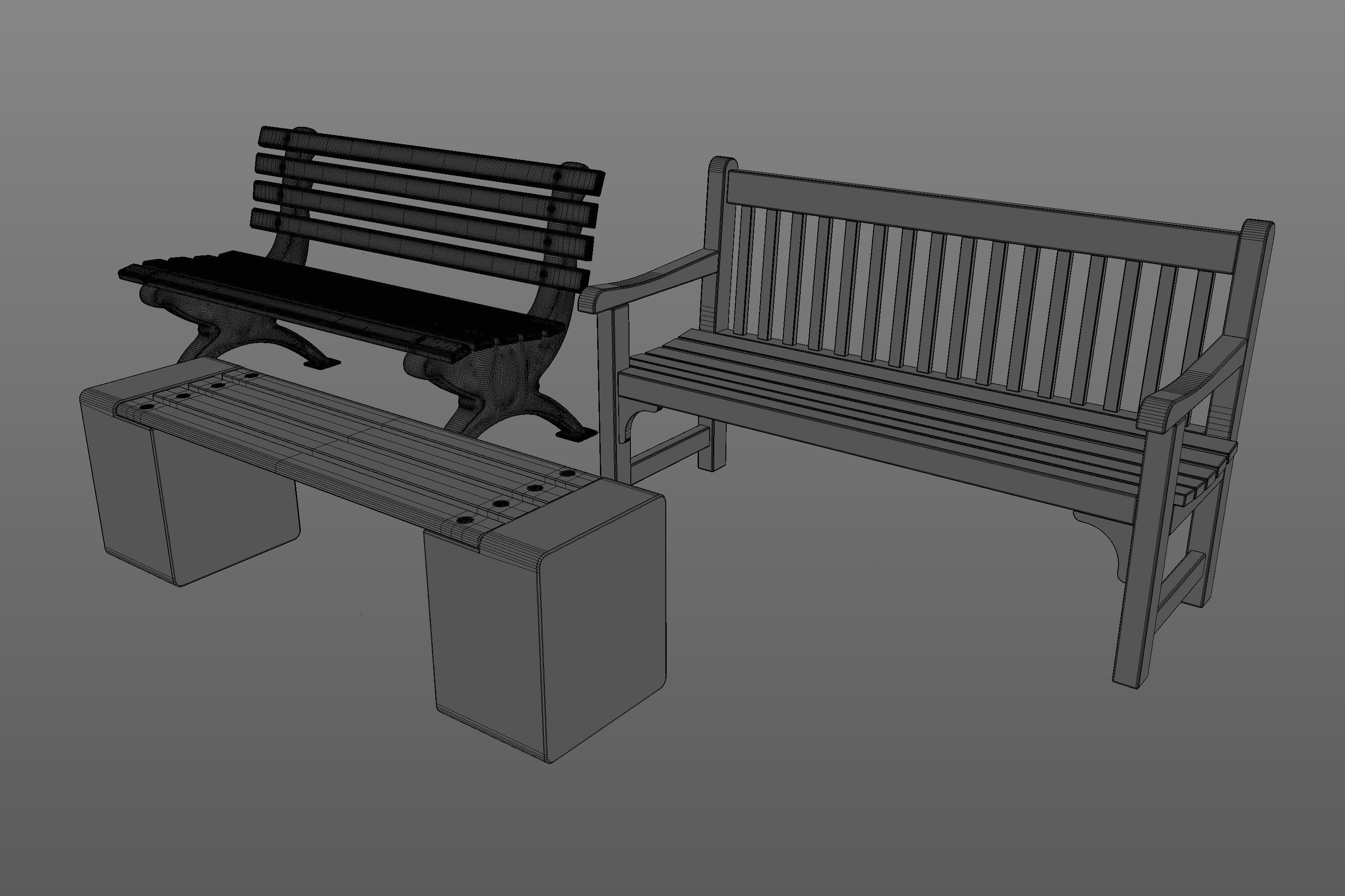 Park Benches 3D model_8