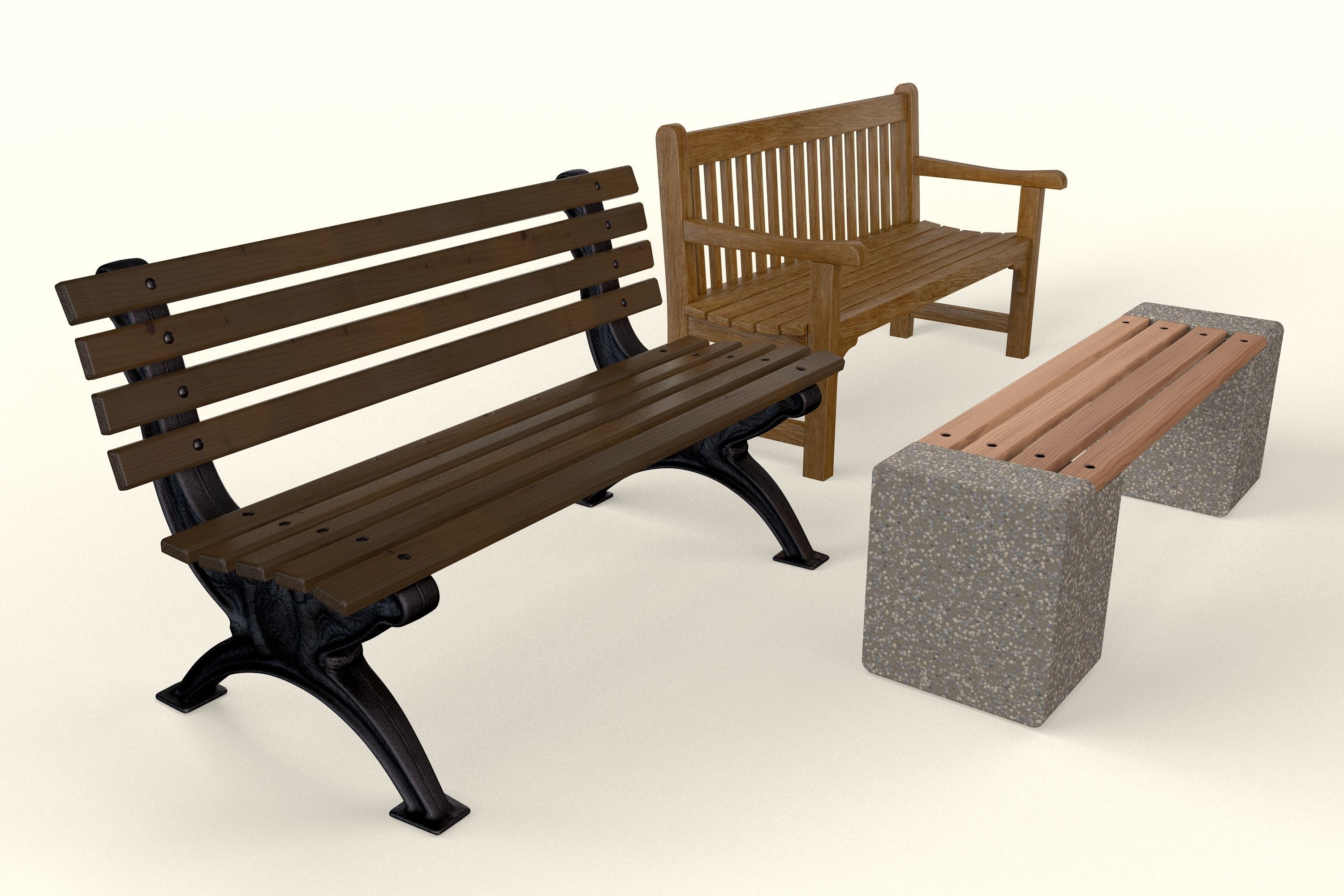 Park Benches 3D model_1