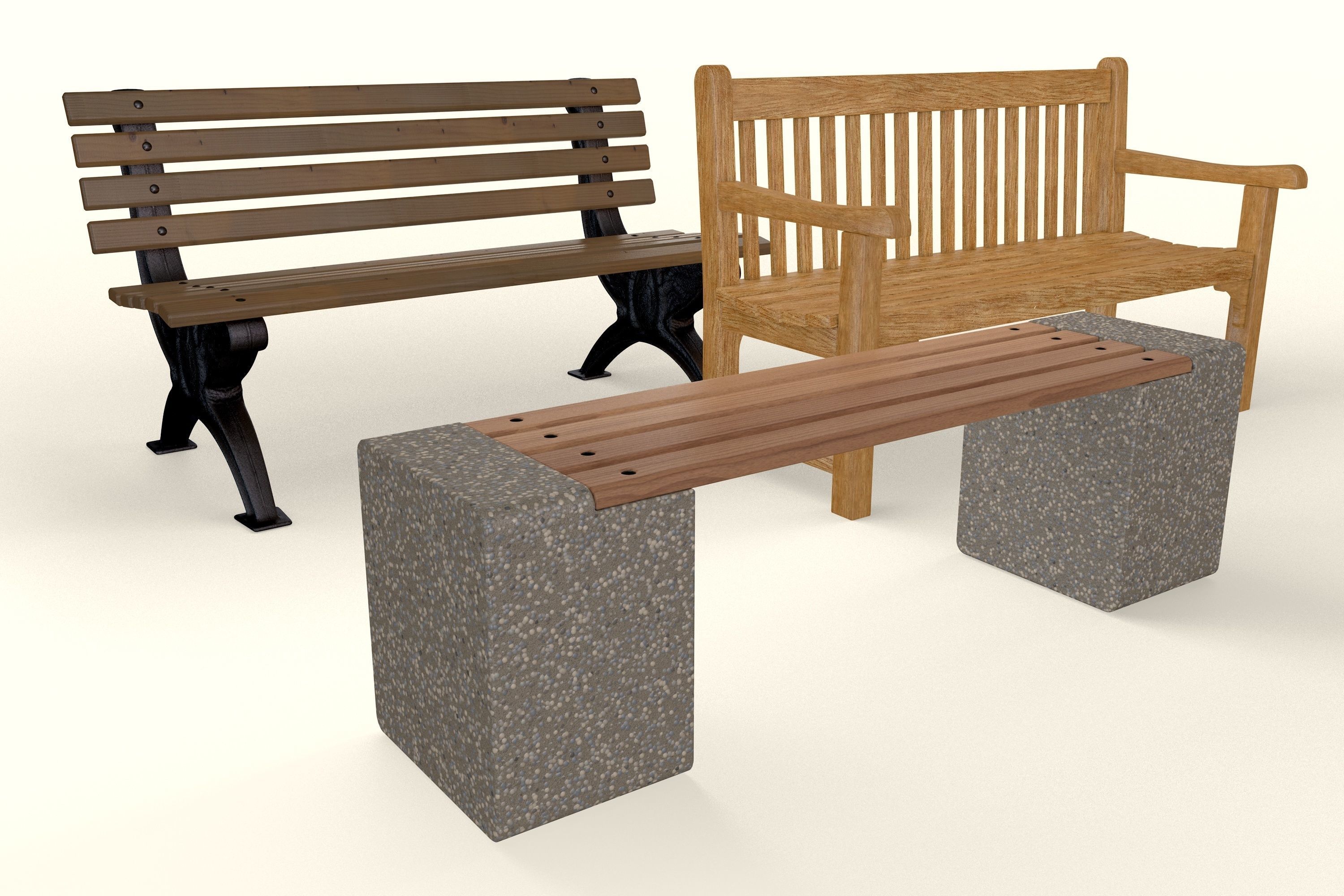 Park Benches 3D model_6